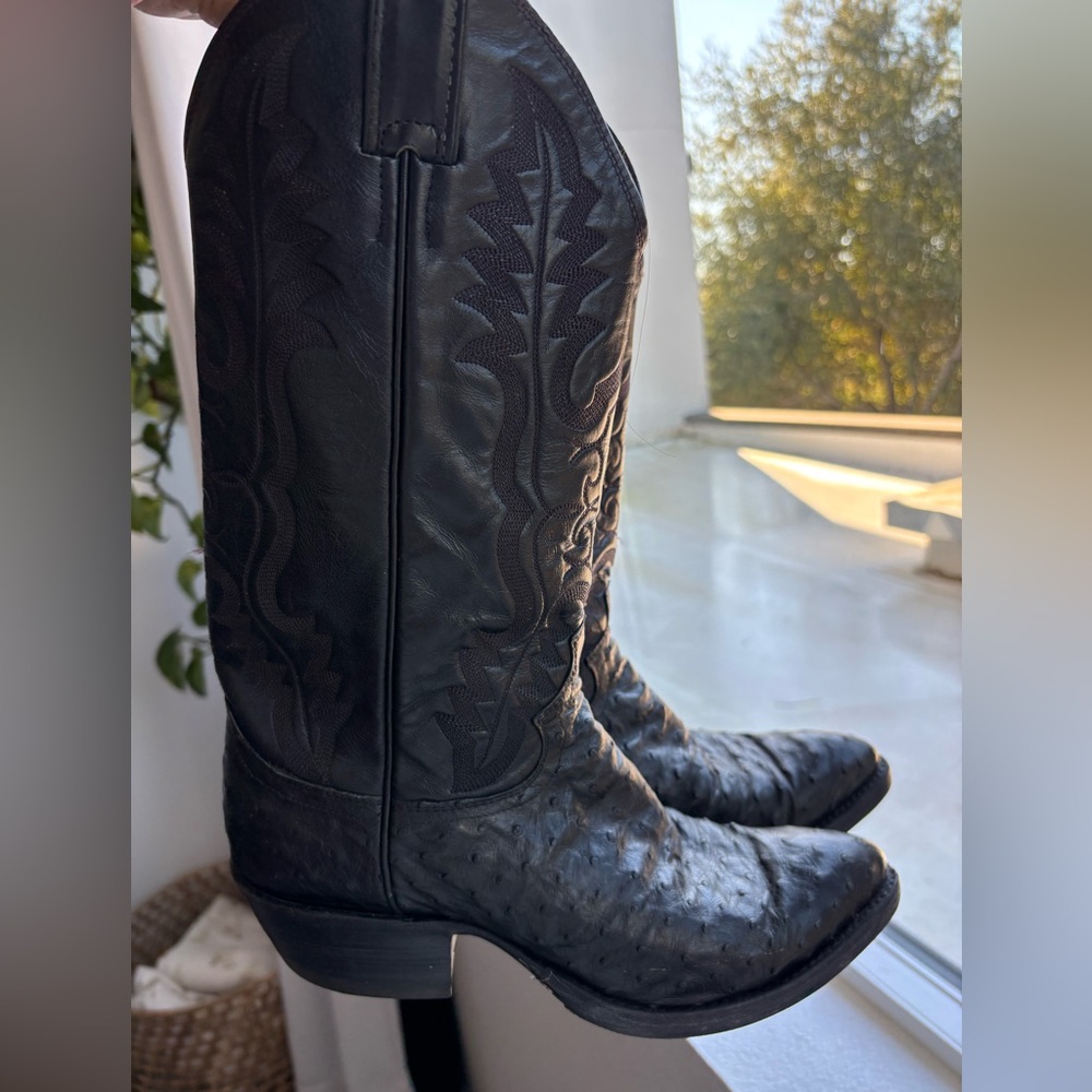 Justin Black ostrich cowboy boots